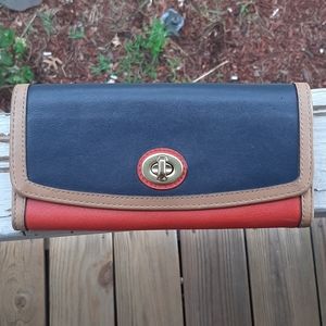 Coach Vintage Leather Orange / Red / Tan Wallet
